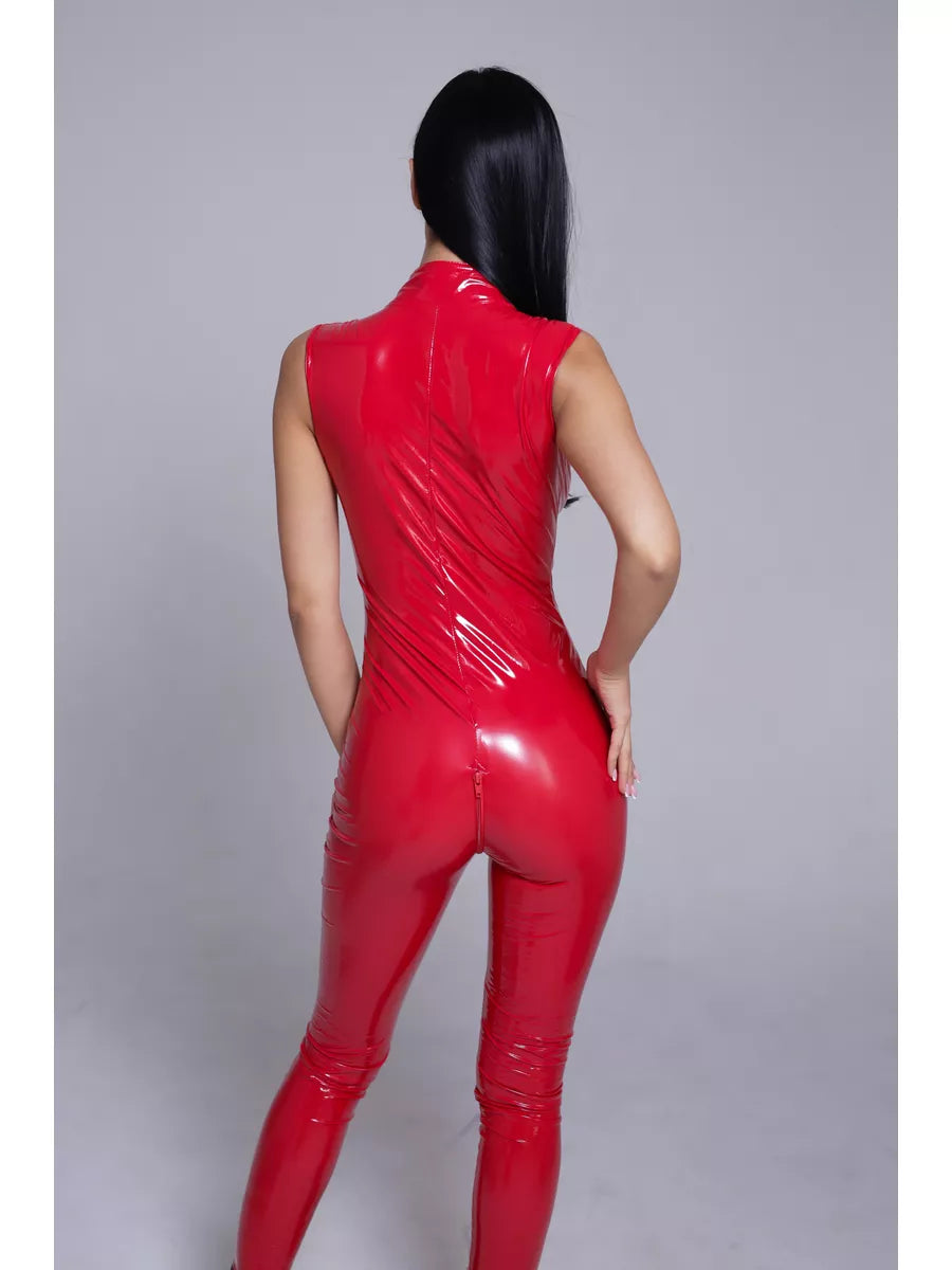 RITA - SLEEVELESS PATENT LEATHER BODYSUIT