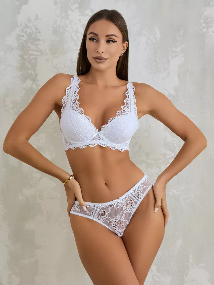 LUNA - WHITE LACE LINGERIE SET