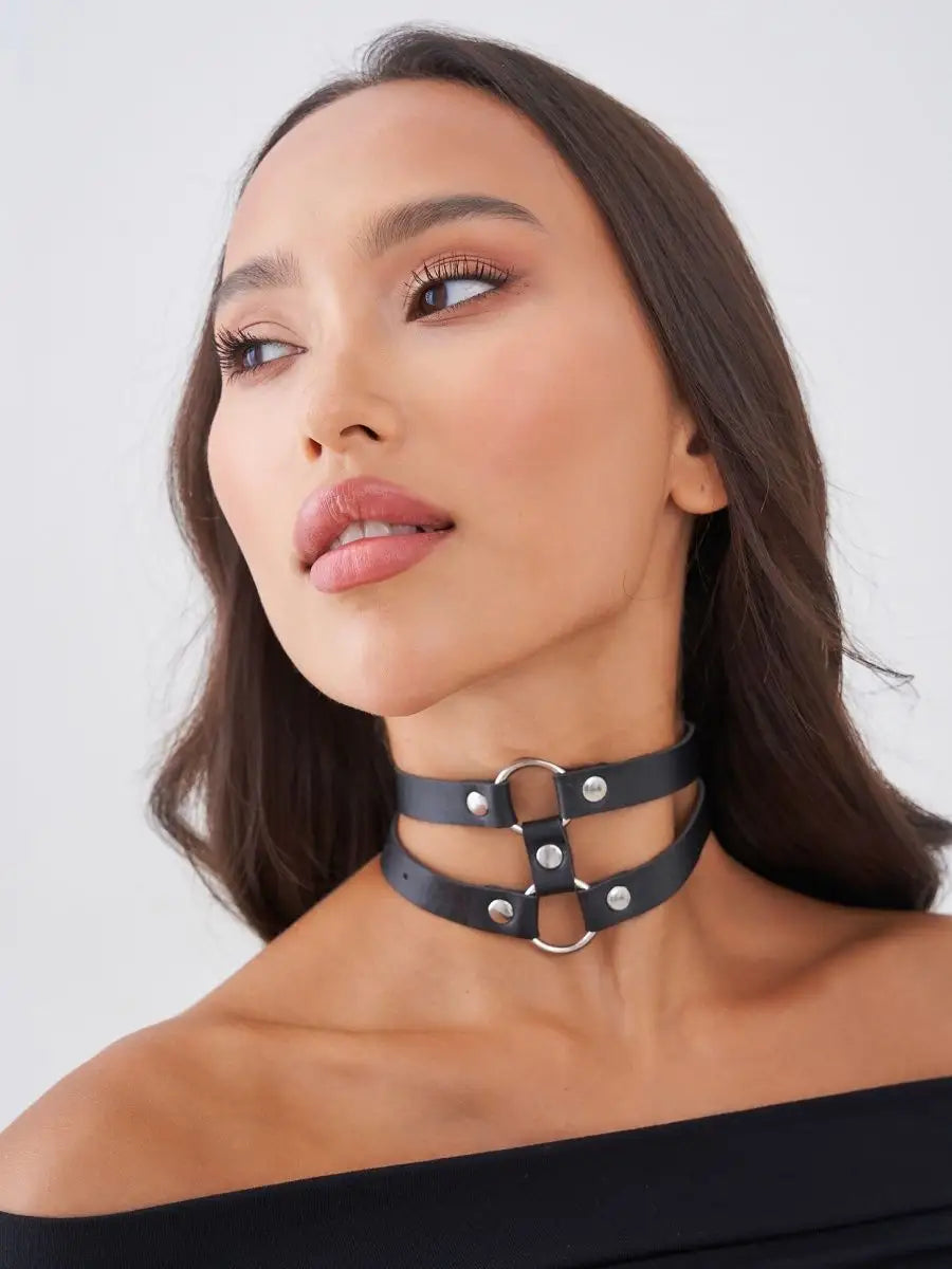 DOUBLE-RING CHOKER - BLACK