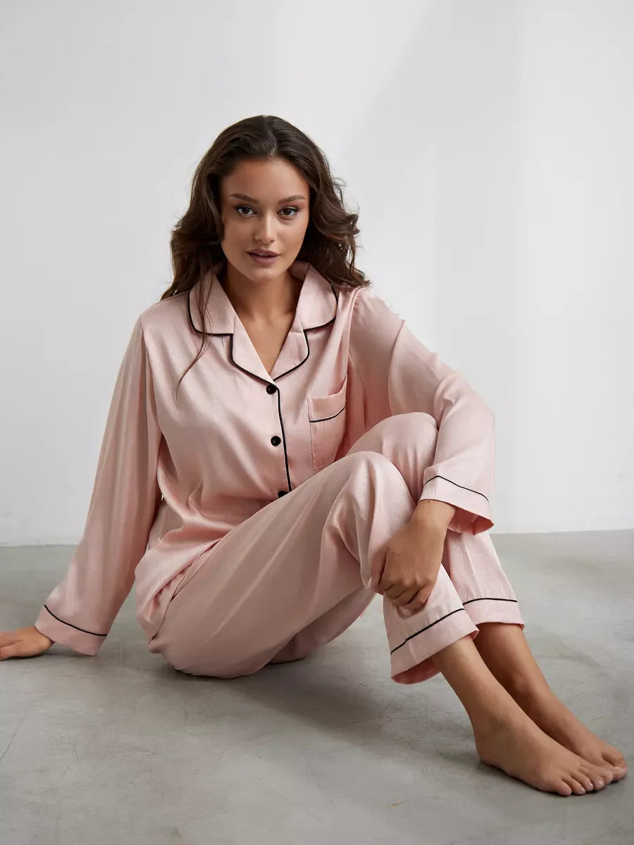 ESME - PINK SATIN PAJAMA SET