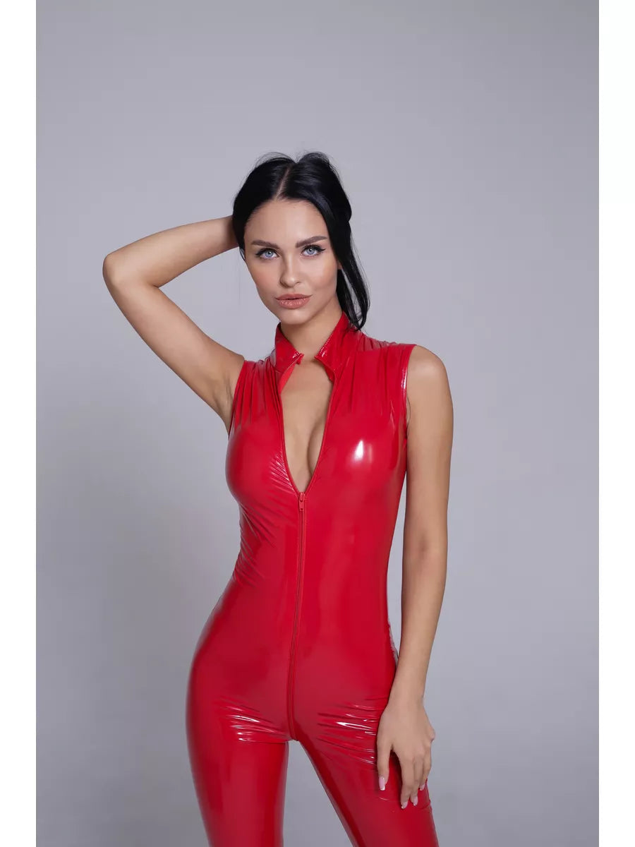 RITA - SLEEVELESS PATENT LEATHER BODYSUIT