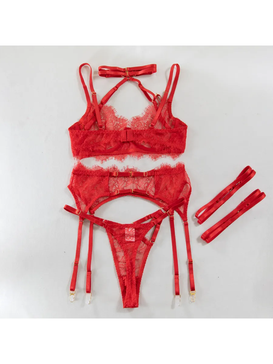 MONICA - RED HARNESS LINGERIE SET