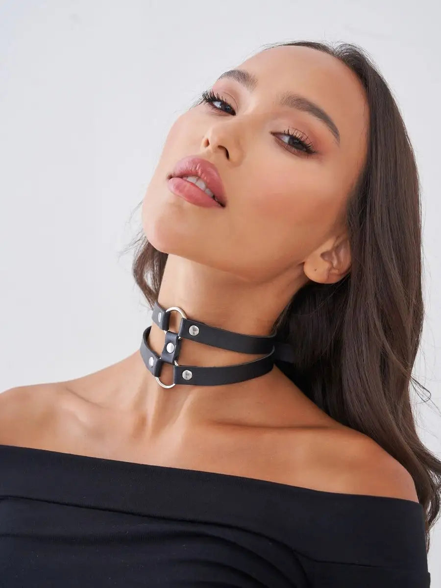 DOUBLE-RING CHOKER - BLACK
