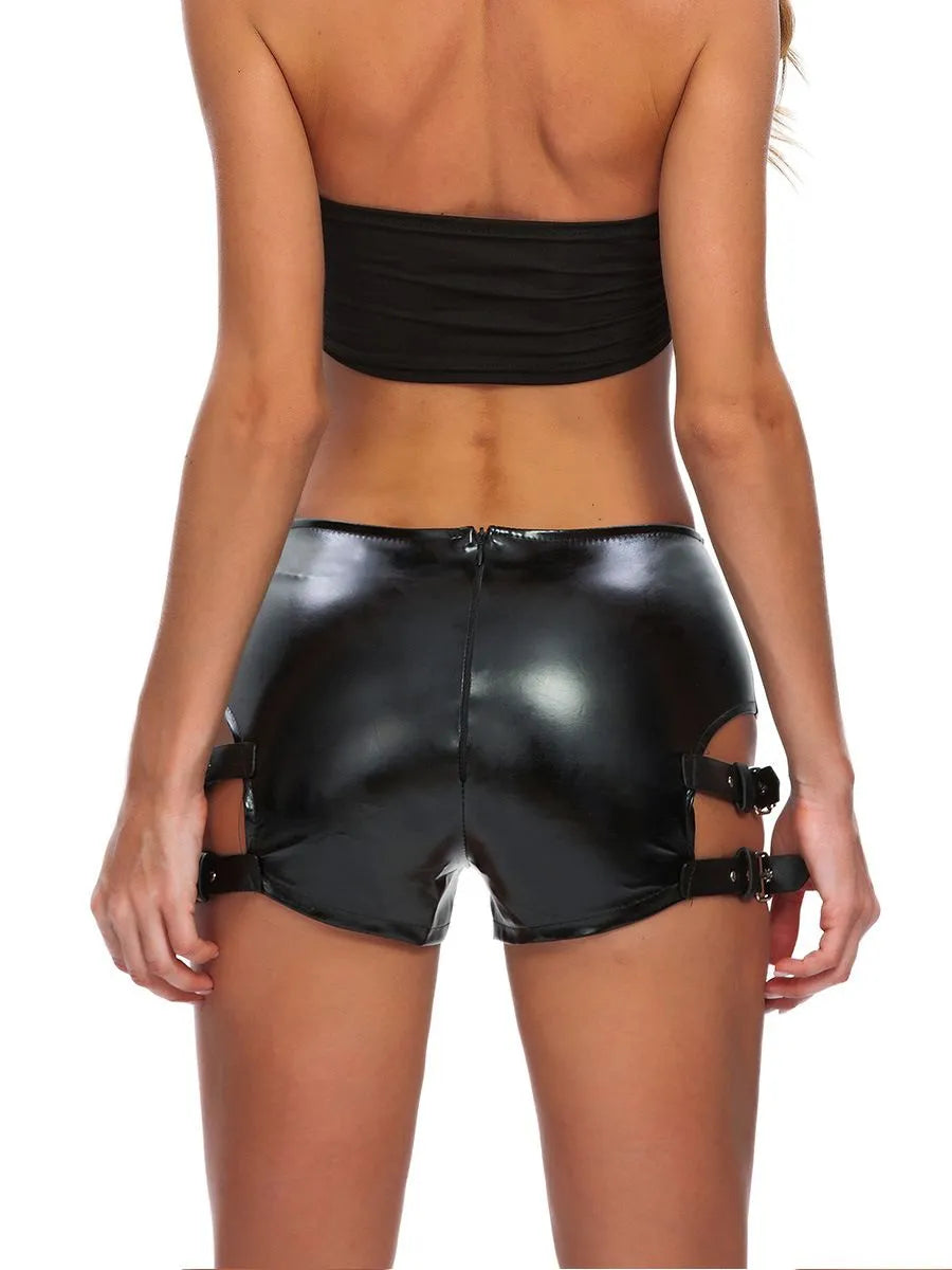 BOLD PATENT LEATHER BRIEFS - BLACK