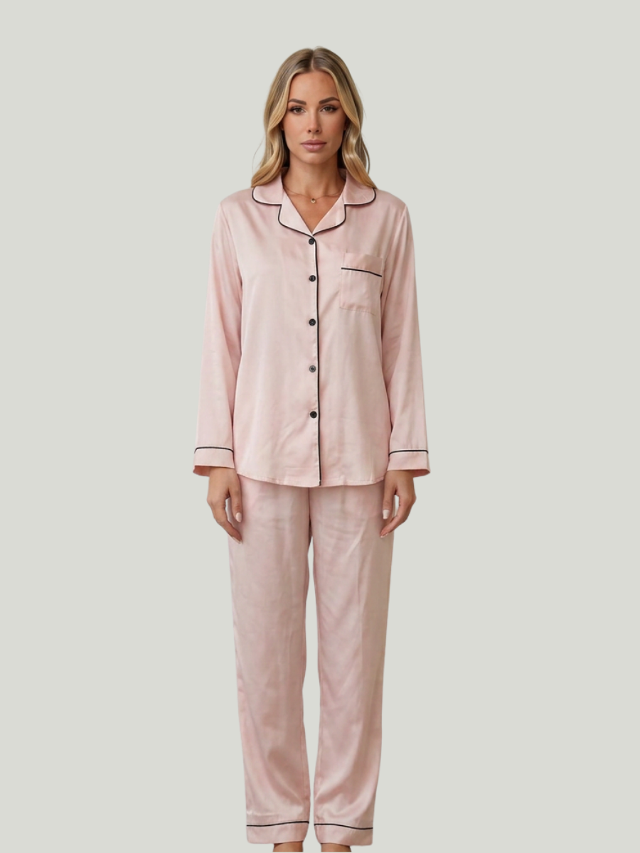 ESME - PINK SATIN PAJAMA SET