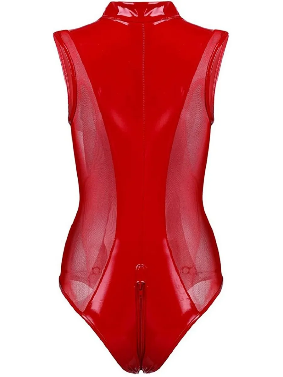 ALVARIA - RED PATENT LEATHER BODYSUIT