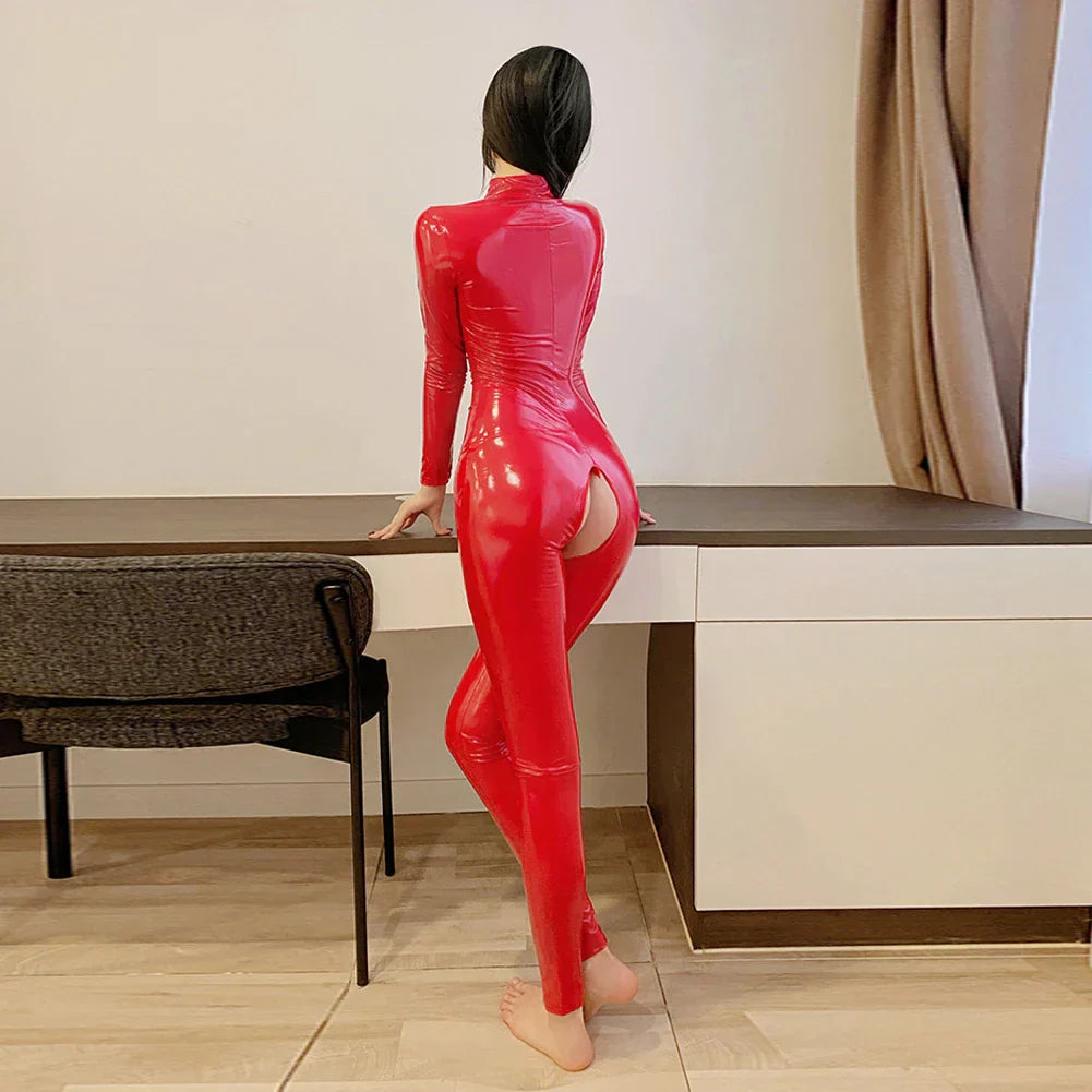 SHINY - RED PATENT LEATHER BODYSUIT