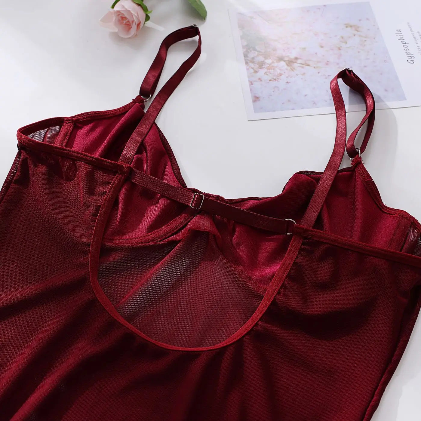 LUNA - BURGUNDY MESH BODYSUIT