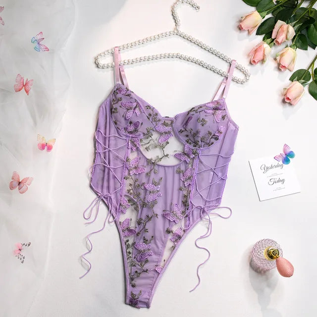 SELENE - EMBROIDERED BUTTERFLY BODYSUIT