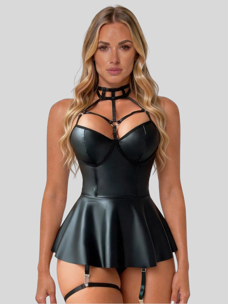 MATTE PATENT LEATHER BODY WITH SKIRT