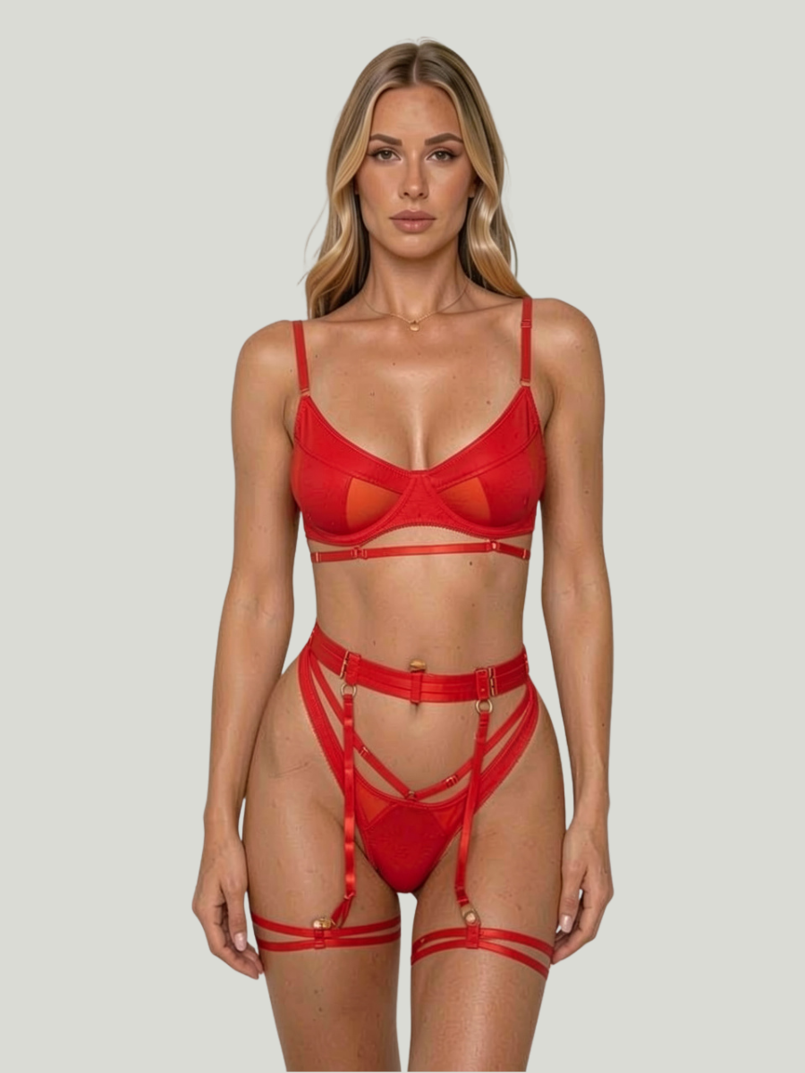 DEVON - PASSIONATE RED LINGERIE SET