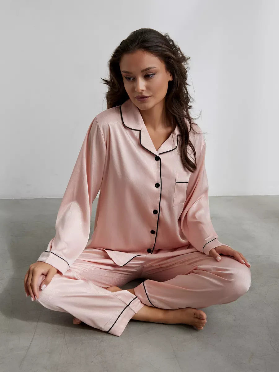 ESME - PINK SATIN PAJAMA SET