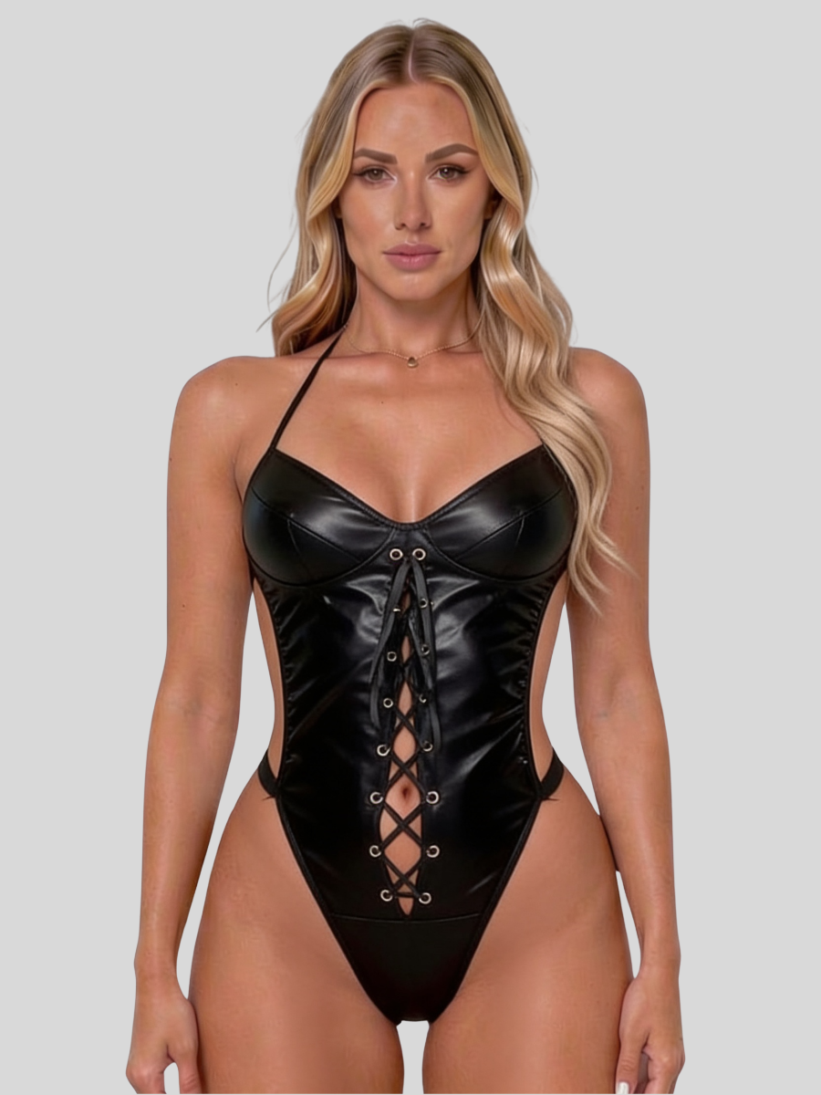 GAIA - MATTE LEATHER-LOOK BODYSUIT
