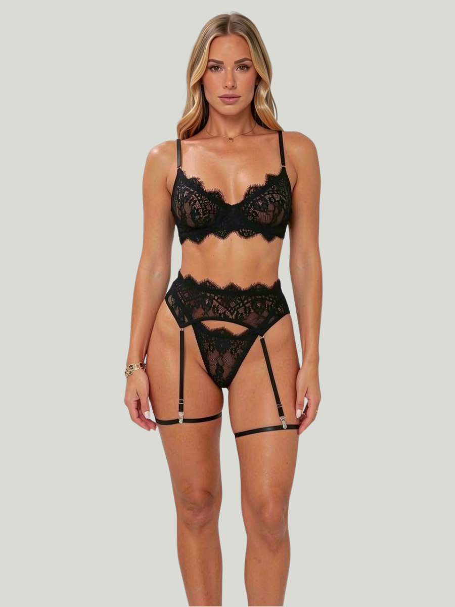 VALERIE - CLASSIC BLACK LINGERIE SET